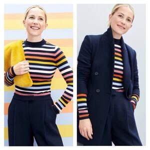 Halogen x Atlantic Pacific Metallic Stripe Cashmere Blend Sweater 1X